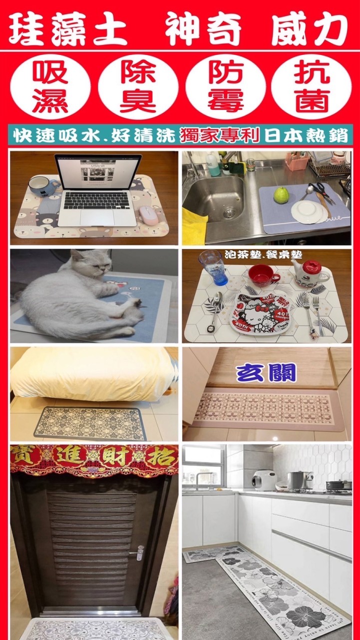 正版珪藻土超吸水防滑地墊