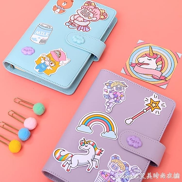 韓國ins粉色少女心手賬本 活頁手帳本套裝小清新旅行日記筆記本子