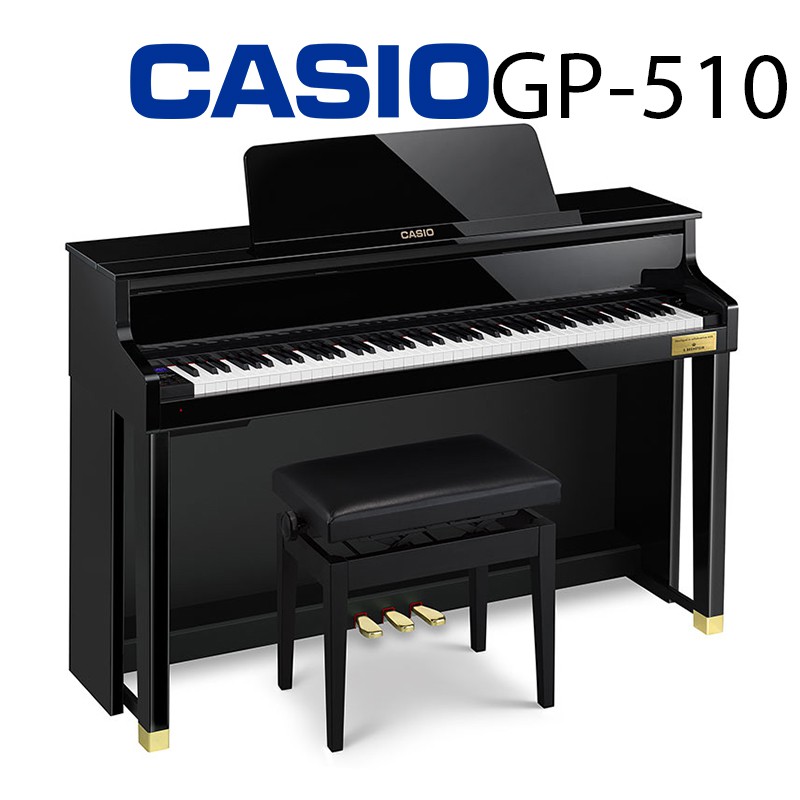 CASIO GP510 電鋼琴 黑色 88鍵 免費運送組裝 分期零利率 原廠公司貨 保固2年 數位鋼琴◎ 外觀 & 尺寸 & 重量✿ 顏色：烤漆黑色✿ 鍵盤蓋：滑蓋式✿ 尺寸：寬143cm 深49cm