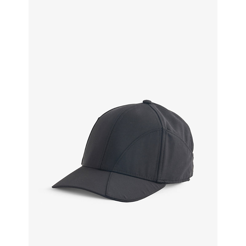 Heliot Emil Mens Black Logo-plaque Woven Baseball cap