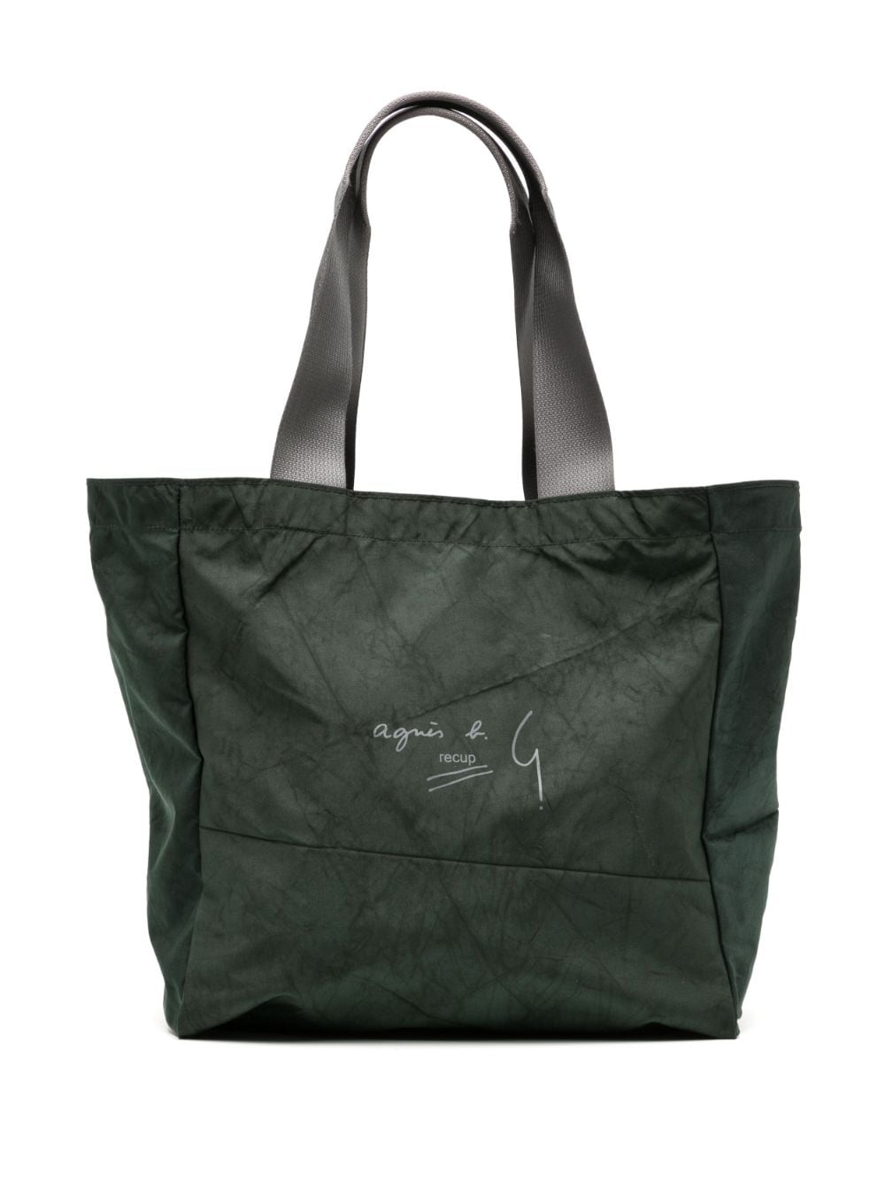 agnès b. - crinkled logo-print tote bag - unisex - Polyester/Nylon - One Size - Green