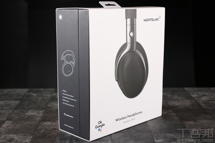 左側面則條列出 MB01 主打功能：無線、ANC 降噪、適用連接於 Android 和 iOS 設備、20小時續航力。