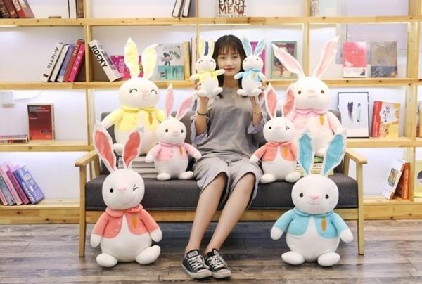 【35公分】胭脂兔 兔子玩偶 抱枕 毛絨玩具 聖誕節交換禮物 兒童節 小孩安撫睡覺玩偶