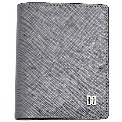 DAKS 防刮皮革經典品牌DD LOGO卡片機能短夾(灰色)