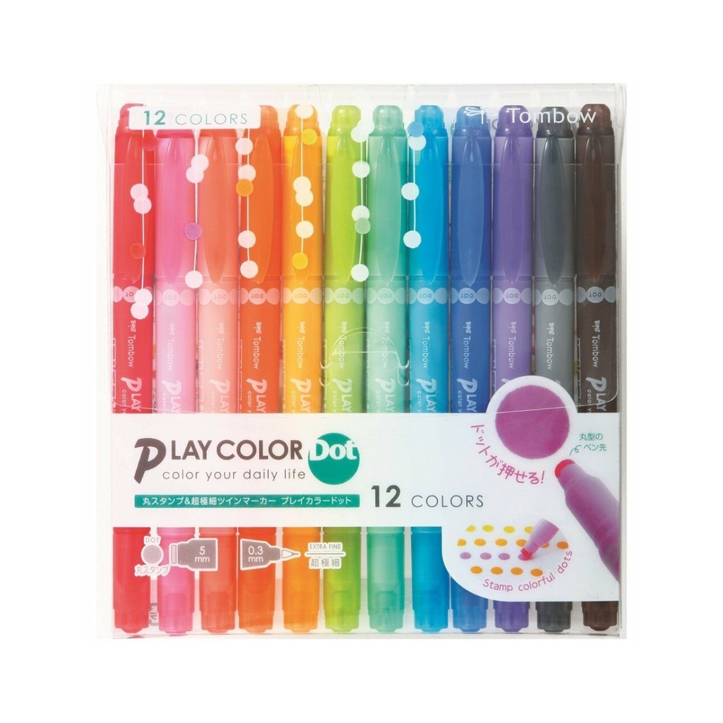 [現貨]Tombow 蜻蜓 WS-PD 圓點5+極細0.3 雙頭水彩筆 12色組