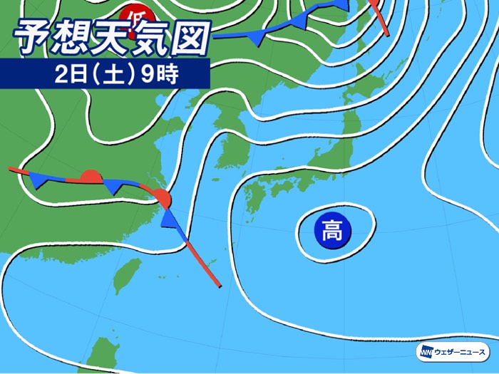 明日5月2日 土 の天気 西日本から東北南部はさらに気温上昇 沖縄は強雨に注意