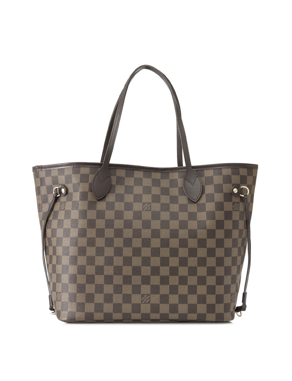 Exterior - Damier canvas with cowhide leather trim - Brass hardware - Double shoulder straps - Lobst