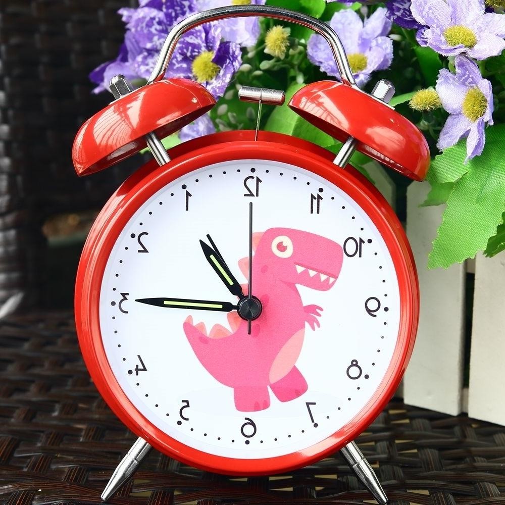 兒童小鬧鐘男孩恐龍床頭貪睡鬧鈴鐘表定時小學生卡通時鐘創意鈴聲