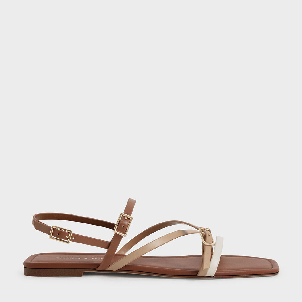 方頭交叉細帶涼鞋