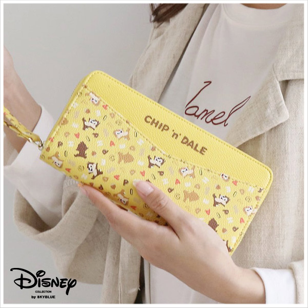 迪士尼系列撞色滿版奇奇蒂蒂款手拿長夾