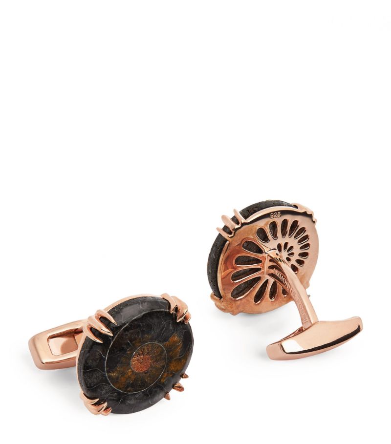 Tateossian Rose Gold-Plated Silver Fossil Cufflinks