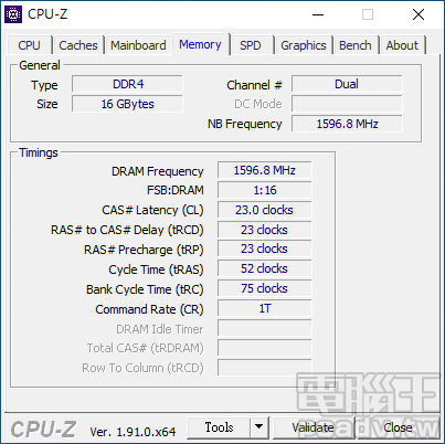 將記憶體等效時脈固定於第三代 Ryzen 桌上型處理器 JEDEC 最高支援標準 DDR4-3200，ROG Strix X570-I Gaming 主機板自行選擇 23-23-23-52 時序。