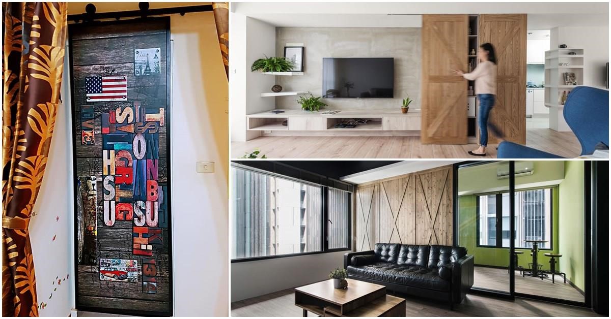 許多美式餐廳、咖啡廳都會有一道木質的穀倉門，滑動之