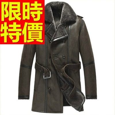 真皮皮衣-羊皮俐落秋冬皮毛一體立領男大衣62u124[巴黎精品]