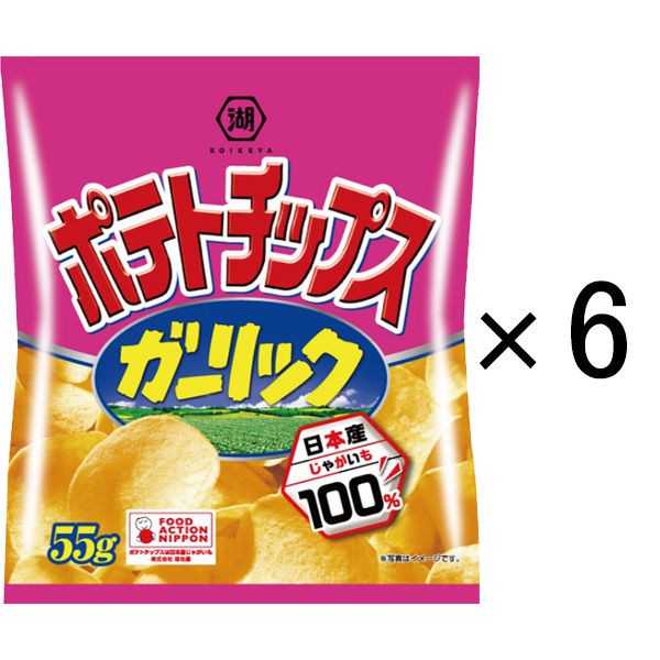 湖池屋 濃郁蒜香洋芋片 6袋裝 W610710堅持選用100%日本國產馬鈴薯這款濃郁蒜香與海苔鹽、鹽味、雞汁並列為湖池屋經典口味邊販售邊開發調整出來的濃郁蒜香口味將蒜頭的濃郁發揮到極致!商品重量: 約