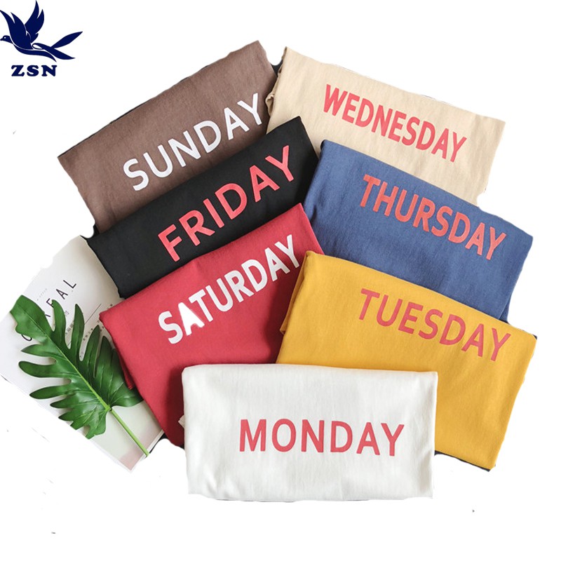 星期文字t恤 韩版短袖T恤男生 寬鬆t恤 棉質t恤 情侶t恤 卡通翻玩個性時尚t恤 正韓上衣 運動排汗 舒適透氣修身顯瘦