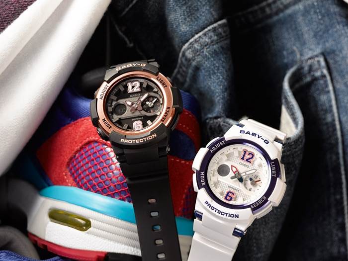 CASIO 卡西歐 潮流玩家 運動球衣休閒錶 黑x玫瑰金 女錶 中性錶 BGA-210-1BDR