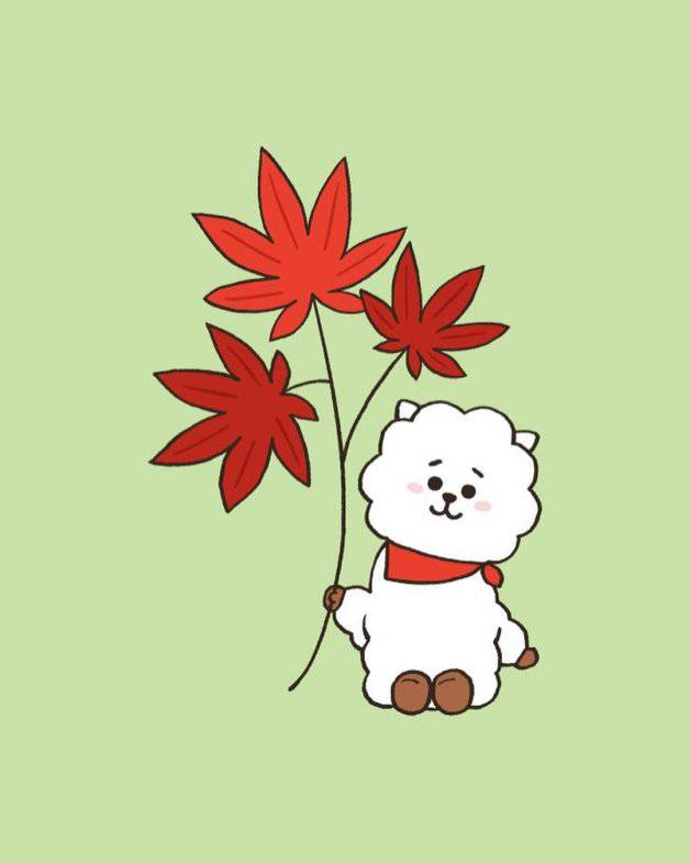 Rj手拿楓葉太萌 Bt21手機桌布 入秋新款系列換起來 妞新聞 Line Today
