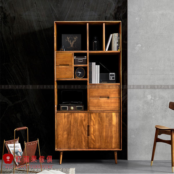 [紅蘋果傢俱]MG2507 金絲檀木(胡桃木)系列 書櫃 電視櫃 餐邊櫃 斗櫃 書桌 餐桌 實木 北歐風 輕奢