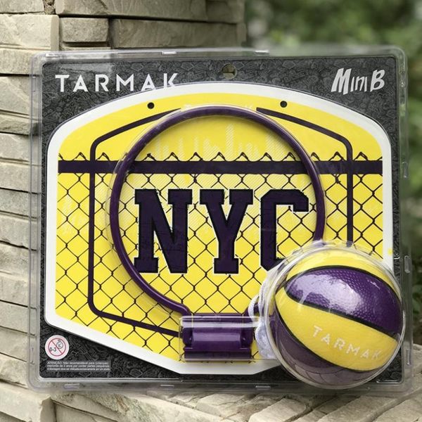 迪卡儂運動兒童室內玩具迷你紫紅色多彩懸掛粘貼籃板籃框小籃球