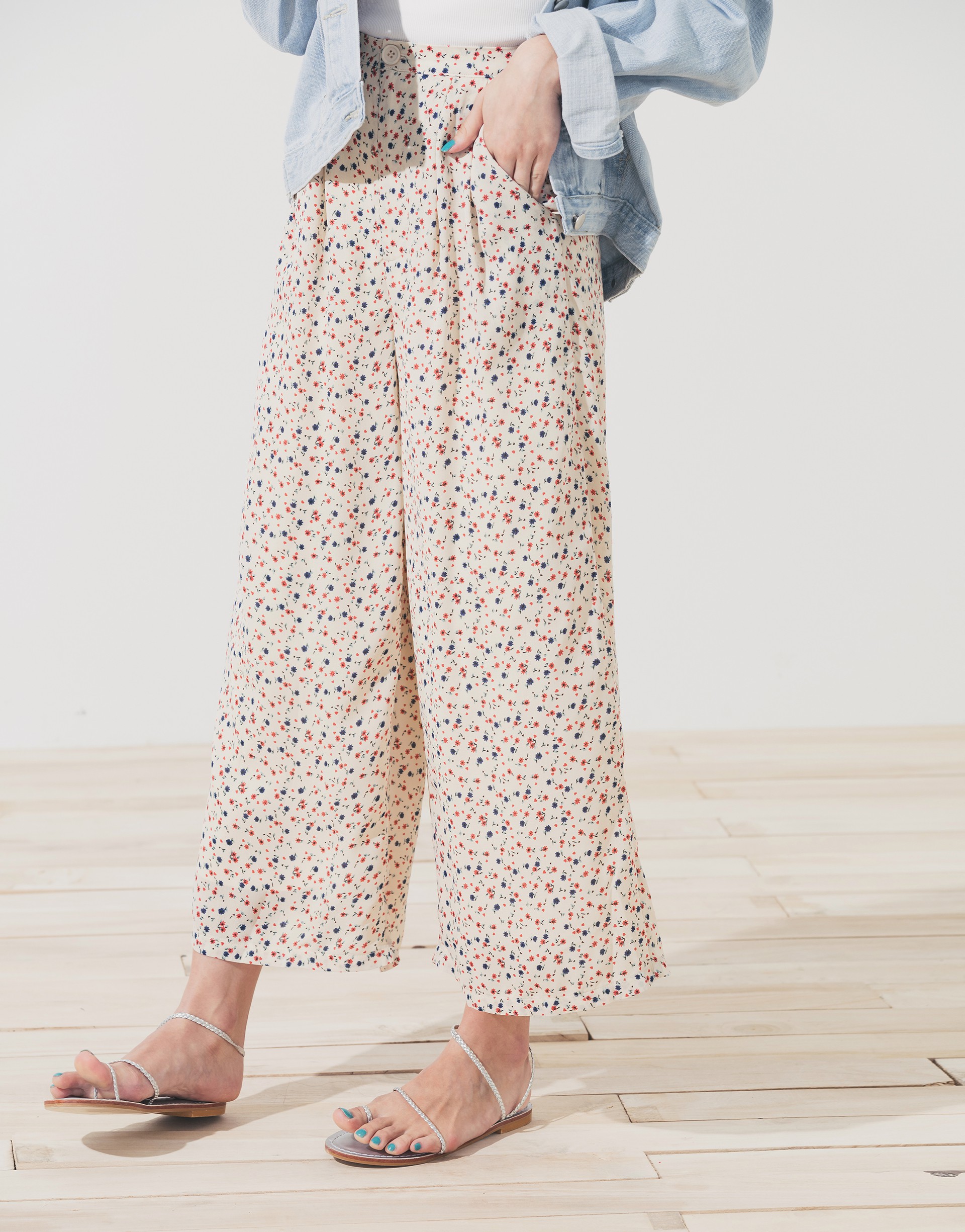 PAZZO+浪漫夏日碎花長褲