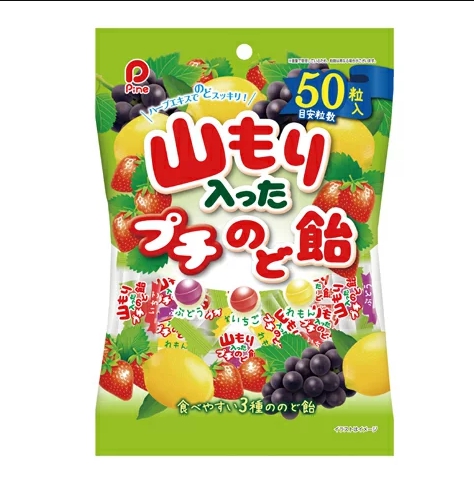 賞味期 2020.10.31 105g 約50粒入 日本原裝進口 知名大廠-PINE 3種類綜合水果糖(檸檬、草莓、葡萄) 糖果融入嘴裡的幸福滋味 大份量包裝，你派對活動聚會的好選擇！ 本店一律現貨供