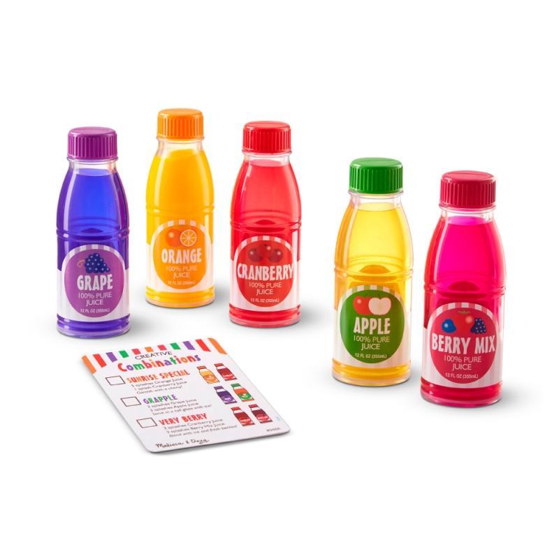 豐富孩子對生活物品的認知 產品介紹 ◎ 每一瓶都好好喝 你最喜歡哪一個口味！ ◎ 五種不同口味的果汁，是最消暑的飲品了。 當果汁瓶子傾斜，能看見液體流動，甚至能感覺果汁越來越少，真是太神奇了！ 注意事