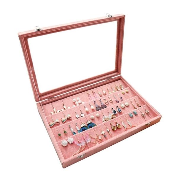 耳釘耳環收納盒子飾品防塵首飾收納盒耳夾耳墜耳線整理珠寶箱帶蓋