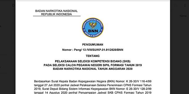 Jadwal Lokasi Dan Tata Tertib Skb Cpns 2019 Bnn Ada Sesi Psikotes Kompas Com Line Today