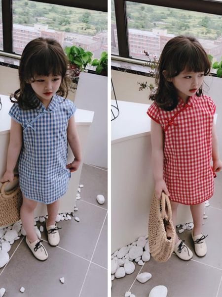 旗袍2019童裝夏季 女童寶寶修身舒適連身裙 中小童復古風盤扣兒童旗袍 衣間迷你屋
