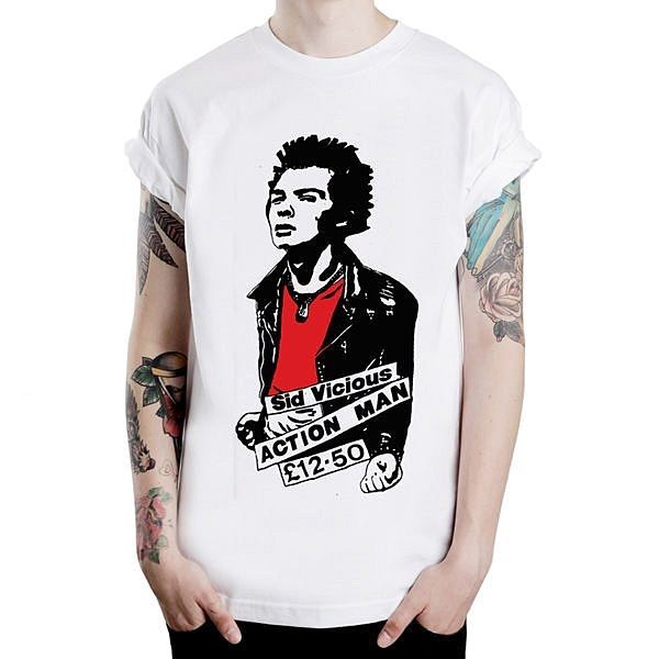 Sid Action Man短袖T恤-白色 punk rock席德性手槍搖滾龐克
