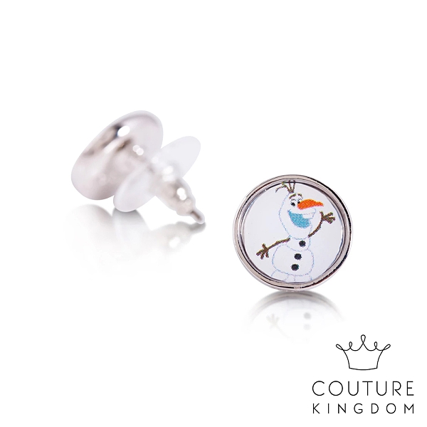 Couture Kingdom 迪士尼冰雪奇緣2 鍍14K白金雪寶圖釘彩繪耳釘 Olaf Stud Earrings