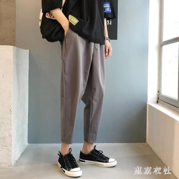 大碼韓版潮流學生寬鬆9分褲bf哈倫休閒褲 港風夏季小腳褲子男 LN3226【東京衣社】