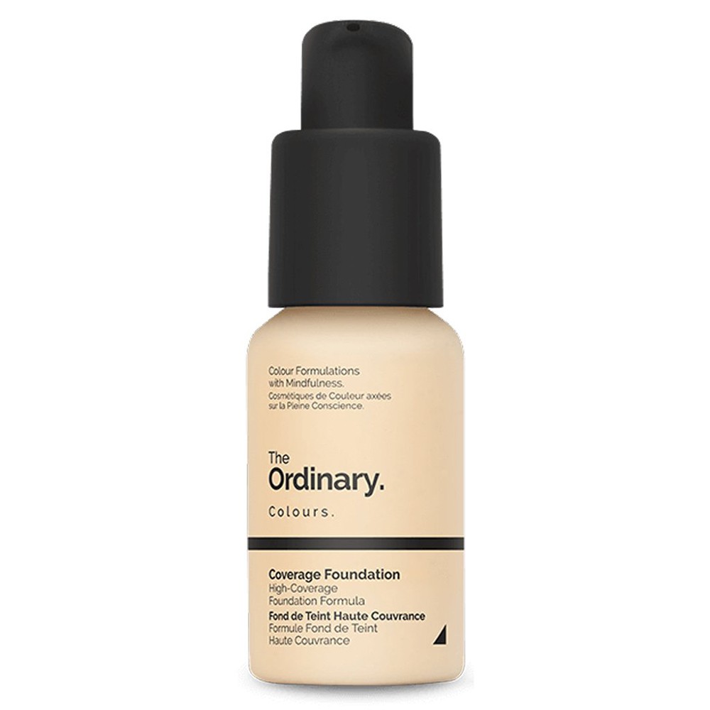產品特色1.加拿大熱銷品牌2.媲美專櫃的平價粉底液3.高遮瑕力、持久不脫妝4.防曬係數SPF15產品介紹The Ordinary 防曬遮瑕型粉底液主打高遮瑕力，擁有高度遮瑕效果，持妝效果佳，打造半啞光