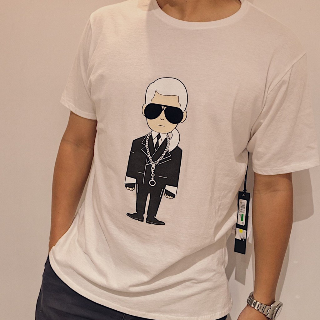 Karl Lagerfeld 老佛爺 男短袖 墨鏡人像白