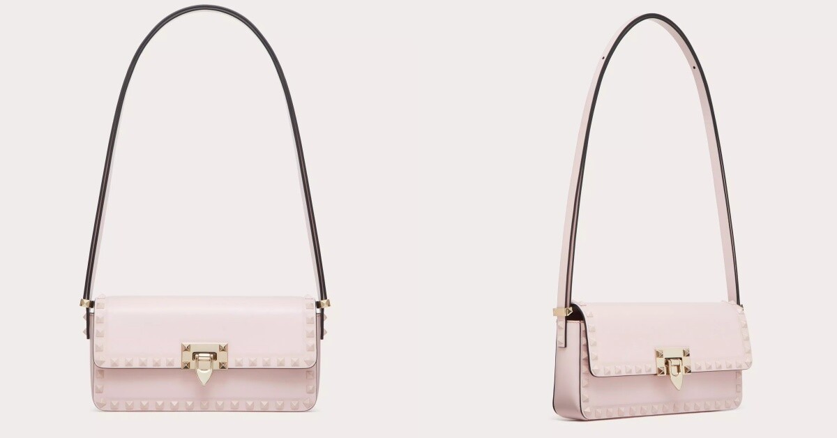 櫻花粉精品包推薦6:Valentino ROCKSTUD SMOOTH CALFSKIN肩背包 NT$83,000