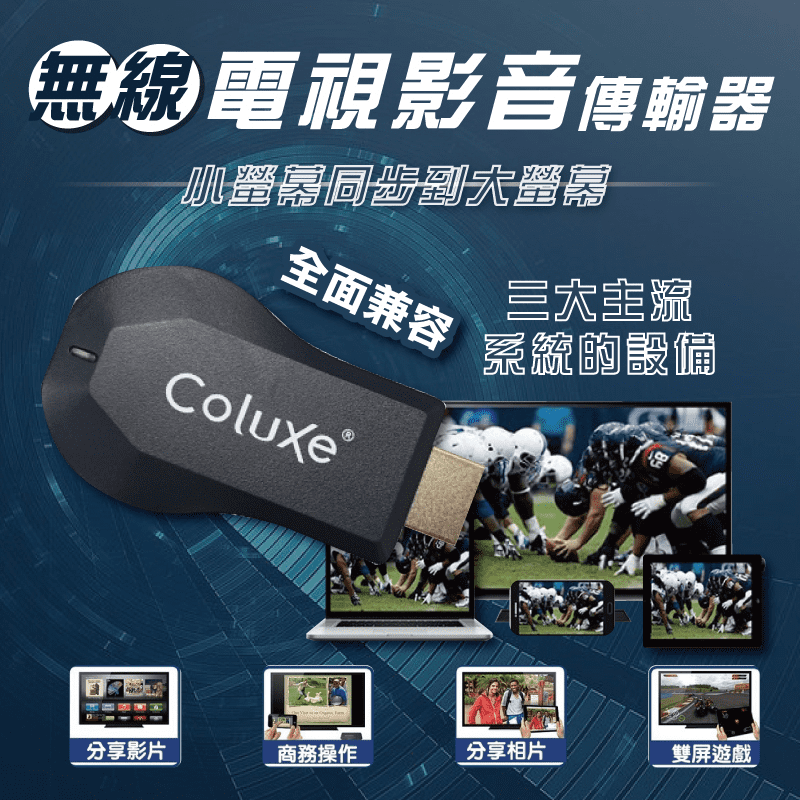 COLUXE免安裝切換HDMI影音傳輸M10 PLUS，無須安裝APP，按鍵可快速切換，只需設定一次，多台周邊可適用，影片/圖片同步到大螢幕電視，高畫質輸出，安裝便利，強力推薦喔！