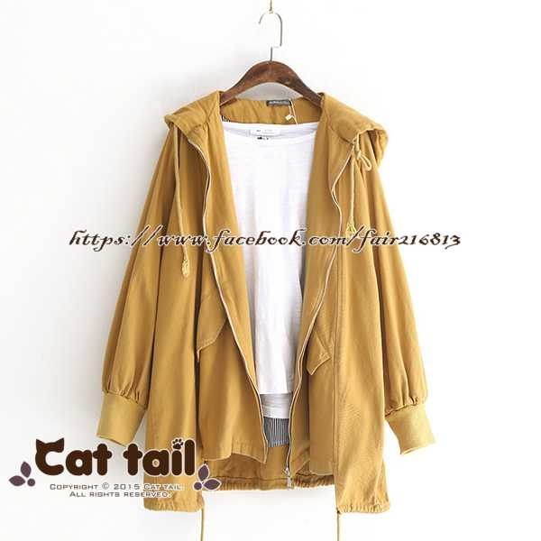 現 〃《貓尾巴》LZ-03548 韓版不規則寬鬆風衣外套(森林系 日系 棉麻 文青 清新)