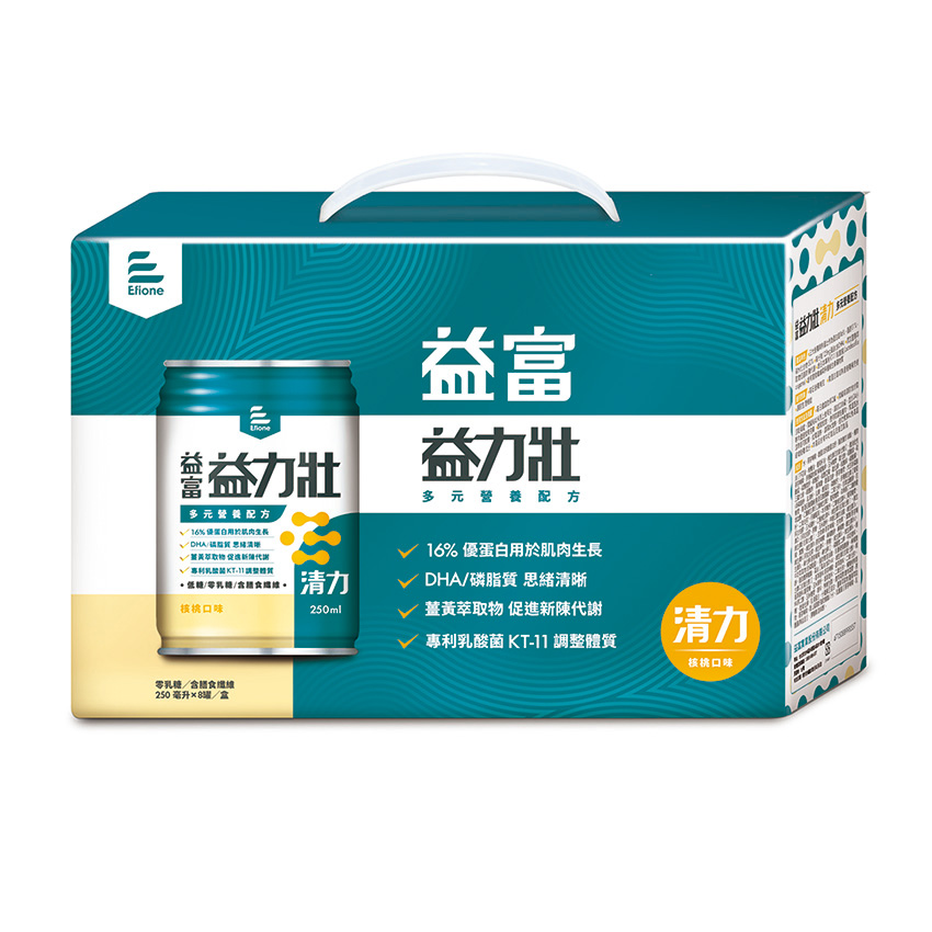 益力壯-清力8入禮盒組-多元營養配方(核桃口味、日本專利乳酸菌KT-11)