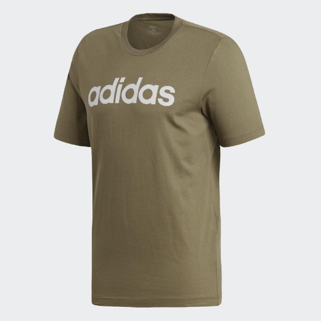 ADIDAS E LIN TEE 字母 男款 短袖 背面全素 綠色DU0412
