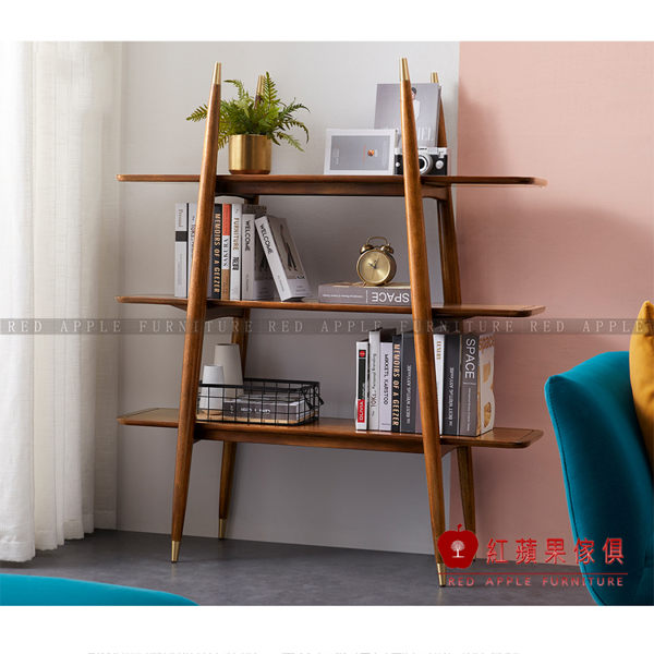 [紅蘋果傢俱]MG939 金絲檀木(胡桃木)系列 書架 書櫃 電視櫃 層架 展示架 收納架 實木 北歐風 輕奢