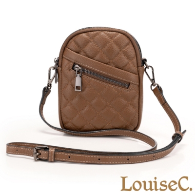 嚴選牛皮製作 質感極佳 經典菱格 都會時尚 多分隔拉鍊袋，收納方便 外出隨身手機包，小巧無負擔