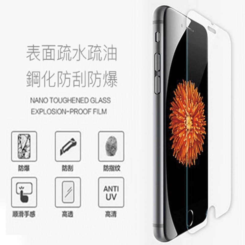9H防爆鋼化玻璃保護貼，防潑水、易清潔，潑水角度可達110度！抗油塗佈有效減低指紋，疏油效果佳，使油污與灰塵不易沾附，9H硬度耐磨抗刮，有效防止刮傷，精密導角工藝，邊緣圓滑無尖銳感，手感更佳！