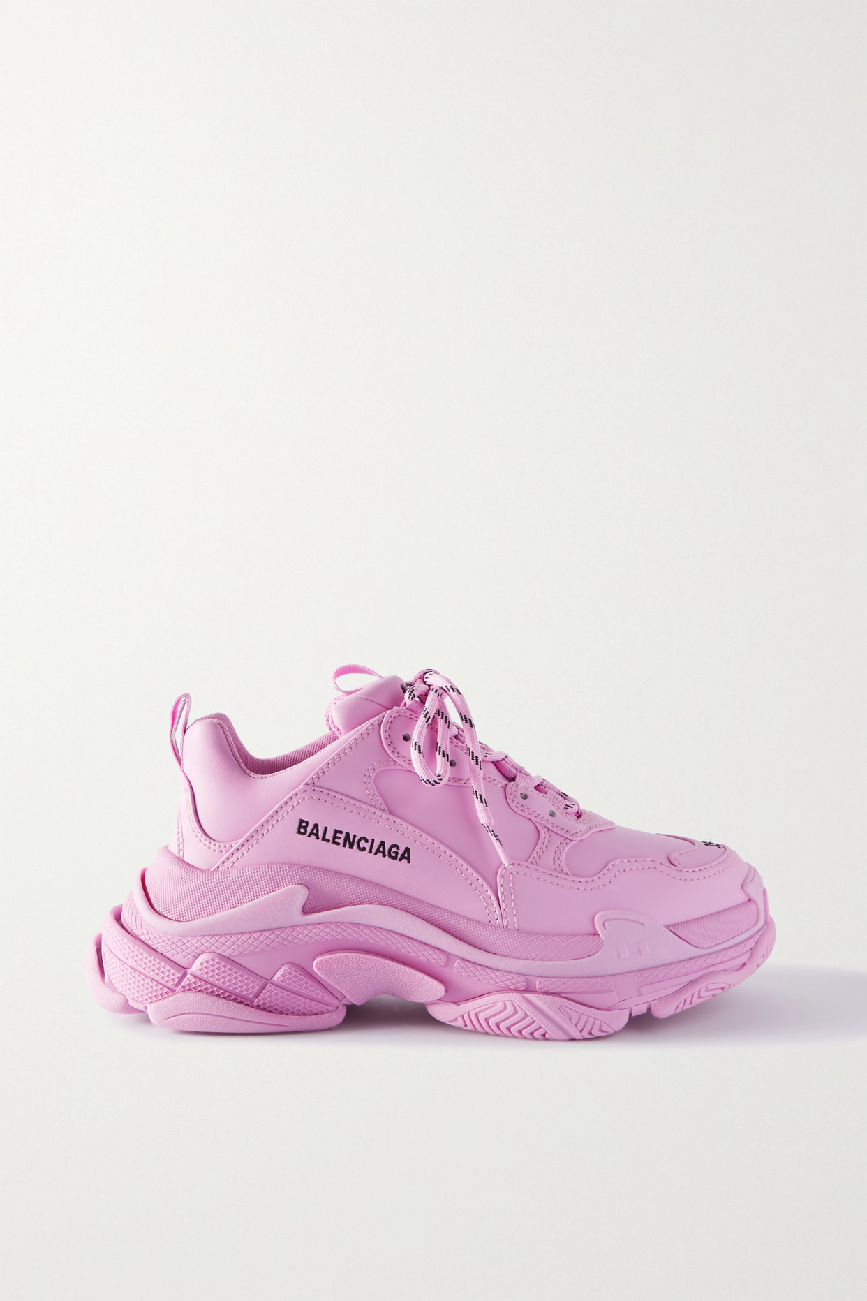 Balenciaga - Triple S Logo-embroidered Leather, Nubuck And Mesh Sneakers - Pink - IT35