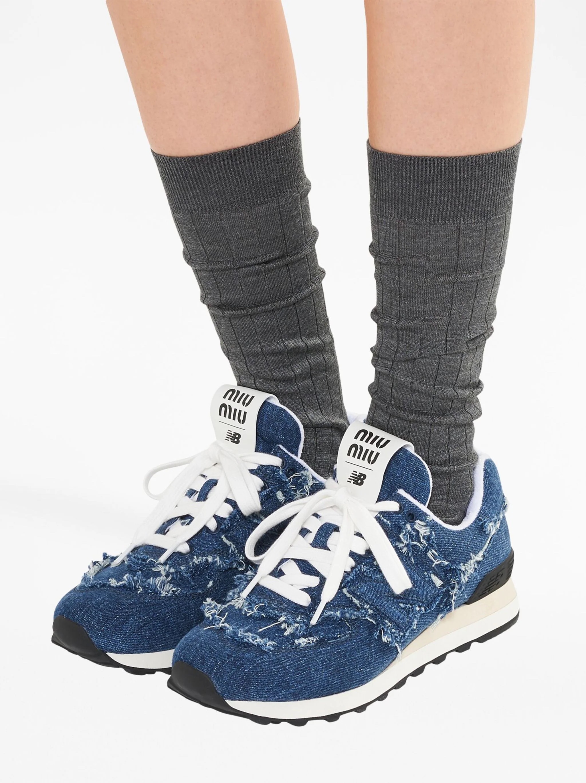 Miu Miu x New Balance 574 denim sneakers