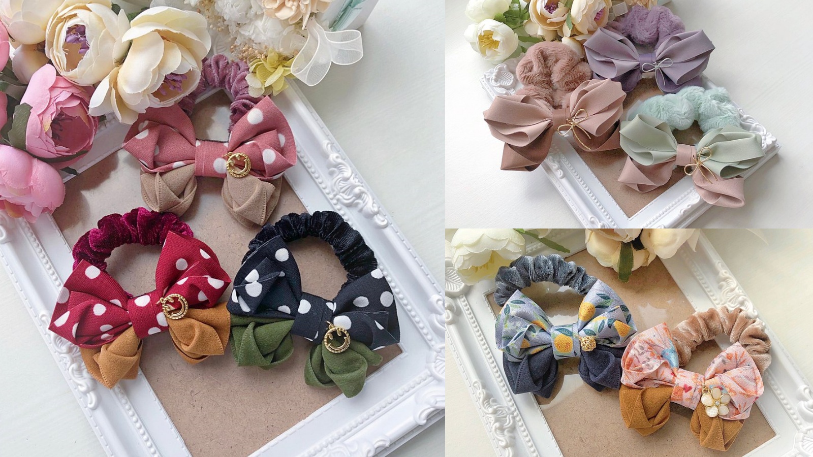 蝴蝶結髮圈推薦：【Reika&Bella】拼色蝴蝶結髮圈大腸圈