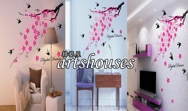 B9360【大型野吉櫻花落燕子飛】♥壁貼牆貼