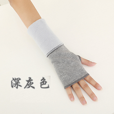 秋冬短款露指棉手套 袖套加厚保暖長款