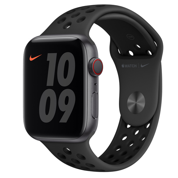 Apple Watch Nike Series 6 (GPS + 行動網路)；44 公釐太空灰色鋁金屬錶殼；Anthracite 配黑色 Nike 運動型錶帶 - 標準