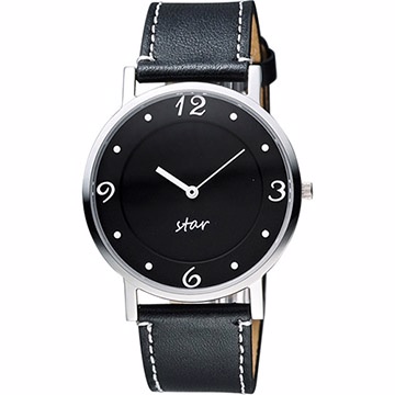 原廠公司貨時、分雙針顯示，展現時尚風316L不鏽鋼錶殼，皮革錶帶